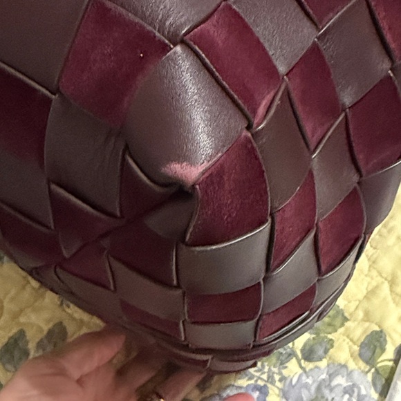 Tory Burch Burgundy and Black Checkered Tote - Picture 9 of 15